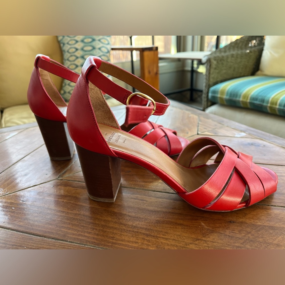 Sezane Red Block Heel Sandals - Picture 4 of 4